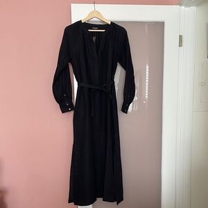 J. Crew Black Long Sleeve Linen Dress.